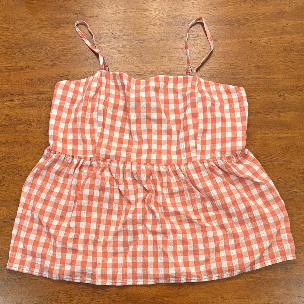 Wild Fable Terracotta and White Smocked Top